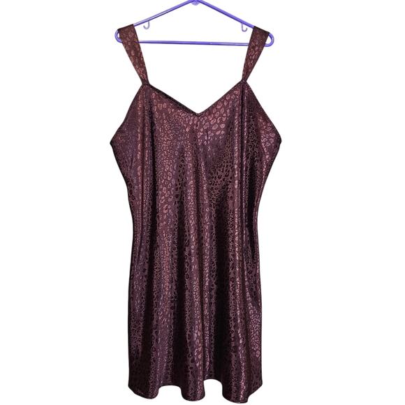 Intimates by Lane Bryant Satin Adjustable Straps Cheetah Design Slip Dress Brown - Picture 1 of 6